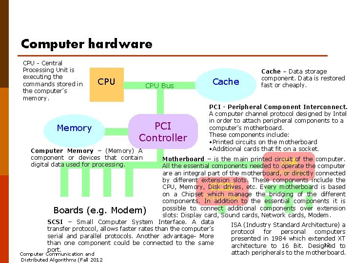 Computer hardware CPU - Central Processing Unit is executing the commands stored in the