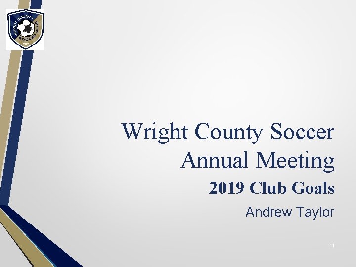 Wright County Soccer Annual Meeting 2019 Club Goals Andrew Taylor 11 