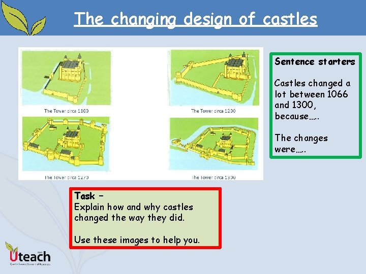 The changing design of castles Sentence starters Castles changed a lot between 1066 and