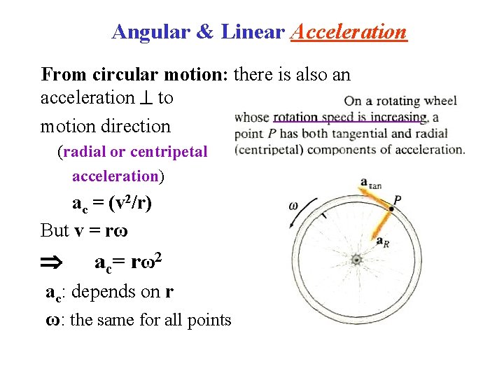 Angular & Linear Acceleration From circular motion: there is also an acceleration to ________