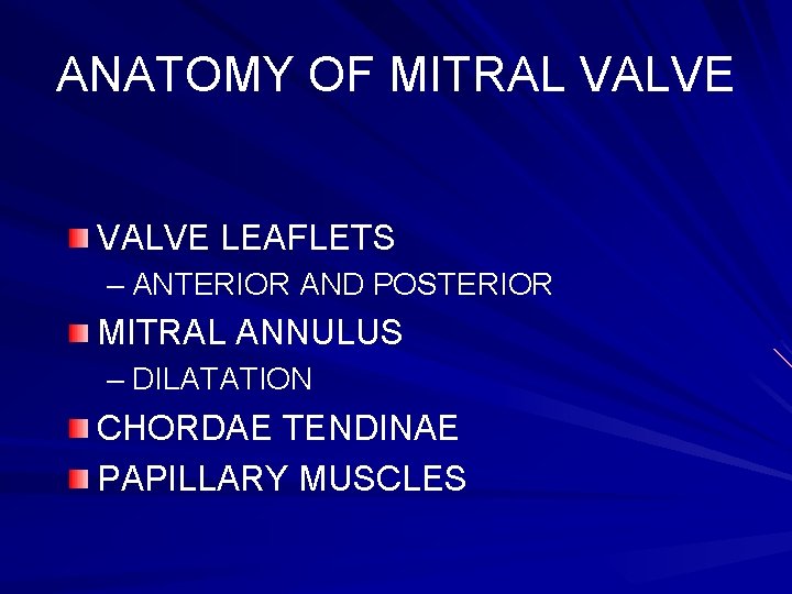 ANATOMY OF MITRAL VALVE LEAFLETS – ANTERIOR AND POSTERIOR MITRAL ANNULUS – DILATATION CHORDAE