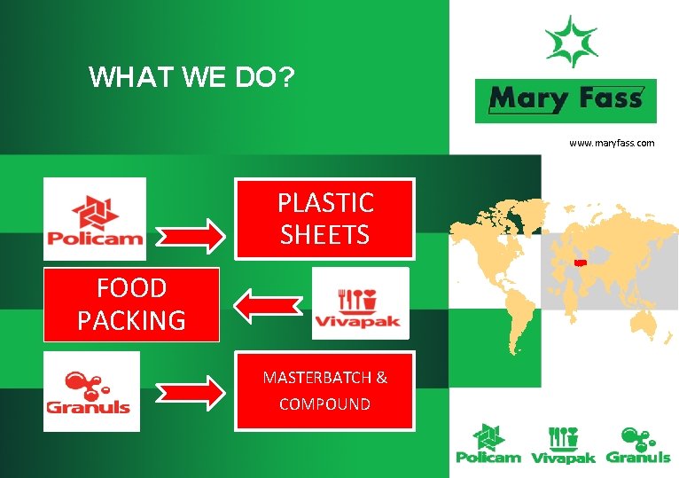 WHAT WE DO? www. maryfass. com PLASTIC SHEETS FOOD PACKING MASTERBATCH & COMPOUND 