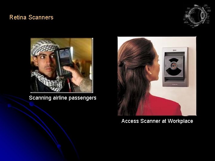 Retina Scanners Scanning airline passengers Access Scanner at Workplace 