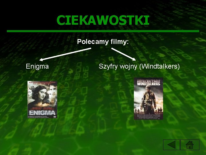 CIEKAWOSTKI Polecamy filmy: Enigma Szyfry wojny (Windtalkers) 