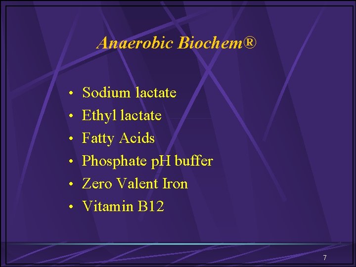 Anaerobic Biochem® • Sodium lactate • Ethyl lactate • Fatty Acids • Phosphate p.