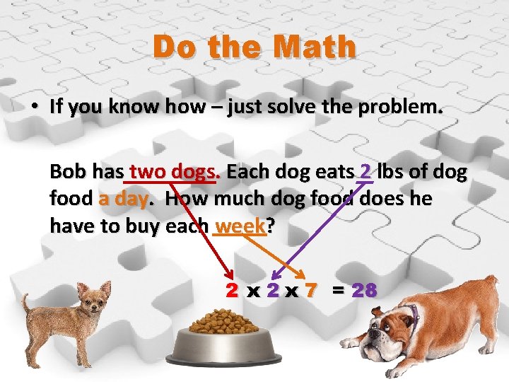 Do the Math • If you know how – just solve the problem. Bob