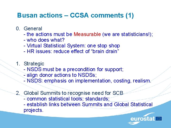 Busan actions – CCSA comments (1) 0. General - the actions must be Measurable