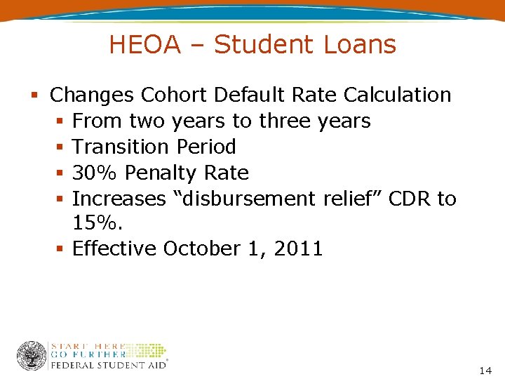 HEOA – Student Loans Changes Cohort Default Rate Calculation From two years to three