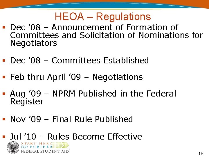 HEOA – Regulations Dec ’ 08 – Announcement of Formation of Committees and Solicitation