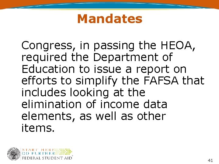 Mandates Congress, in passing the HEOA, required the Department of Education to issue a