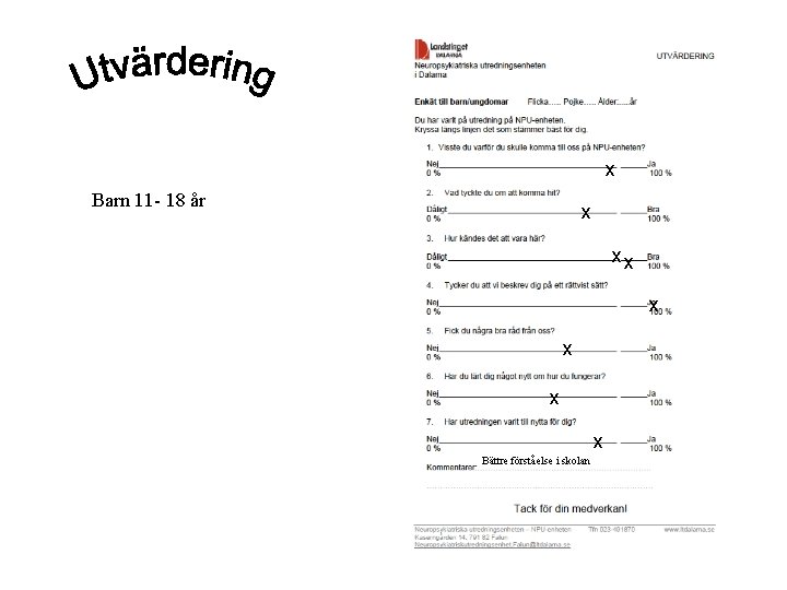 x Barn 11 - 18 år x xx x x Bättre förståelse i skolan