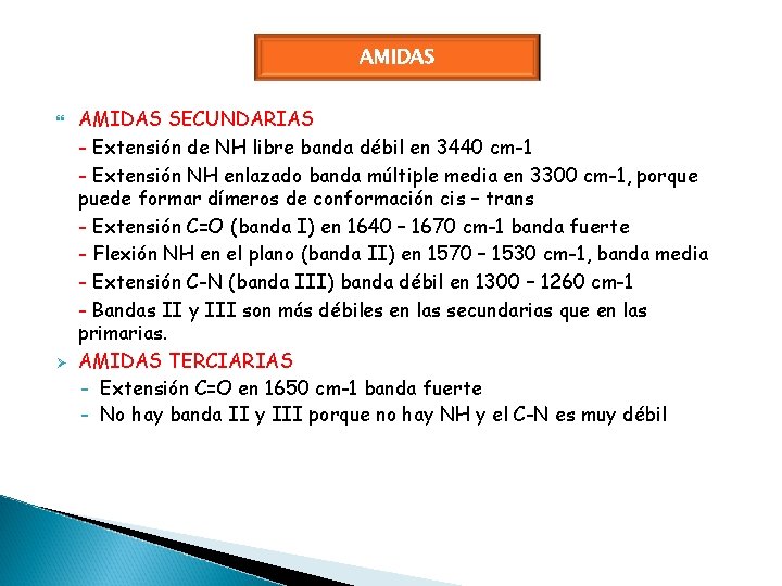 AMIDAS Ø AMIDAS SECUNDARIAS - Extensión de NH libre banda débil en 3440 cm-1