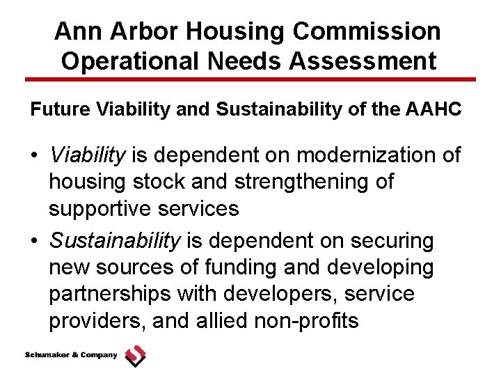 Ann Arbor Housing Commission Operational Needs Assessment Future Viability and Sustainability of the AAHC