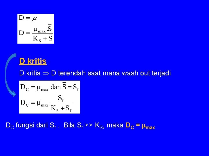 D kritis D terendah saat mana wash out terjadi DC fungsi dari Sf. Bila