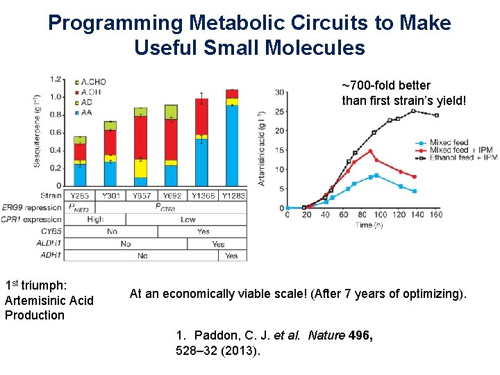 Programming Metabolic Circuits to Make Useful Small Molecules ~700 -fold better than first strain’s