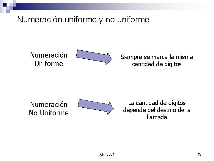 Numeración uniforme y no uniforme Numeración Uniforme Siempre se marca la misma cantidad de