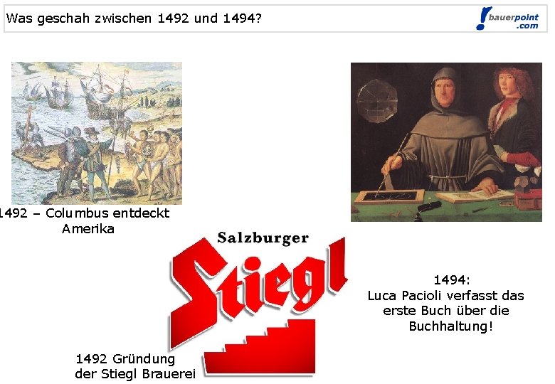 Was geschah zwischen 1492 und 1494? 1492 – Columbus entdeckt Amerika 1494: Luca Pacioli