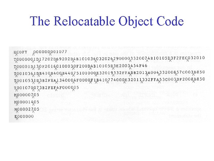 The Relocatable Object Code 