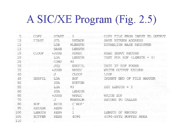 A SIC/XE Program (Fig. 2. 5) 
