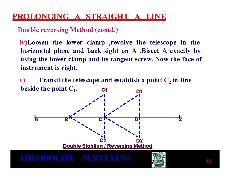 PROLONGING A STRAIGHT A LINE Double reversing Method (contd. ) iv)Loosen the lower clamp