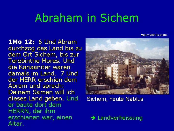 Abraham in Sichem Markov GNU 1. 2 or later 1 Mo 12: 6 Und