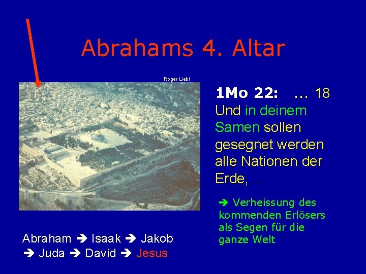 Abrahams 4. Altar Roger Liebi 1 Mo 22: . . . 18 Und in