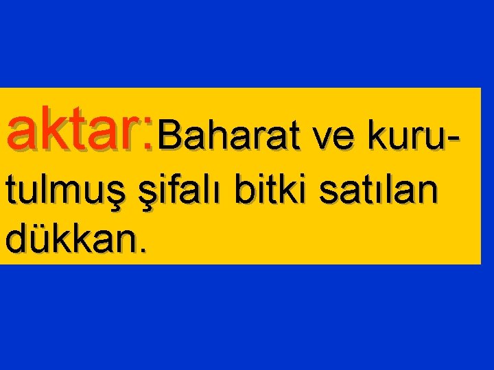 aktar: Baharat ve kurutulmuş şifalı bitki satılan dükkan. 