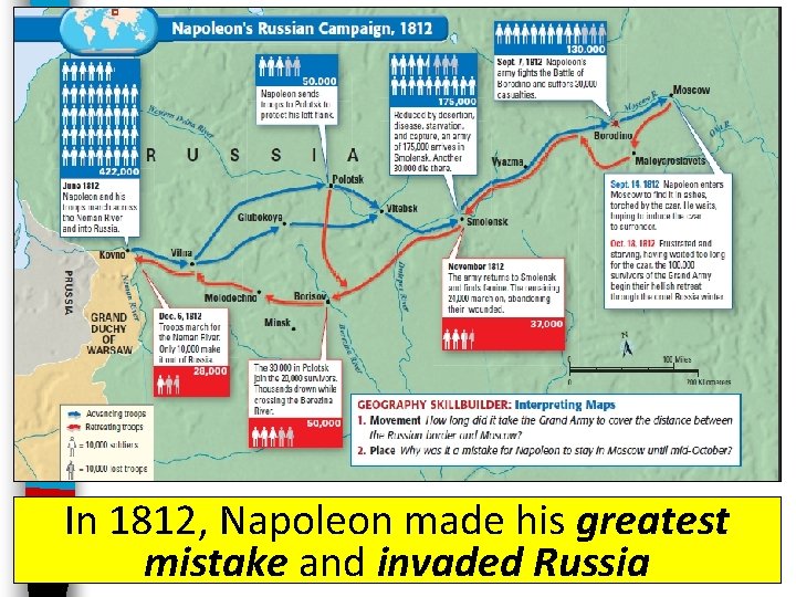In 1812, Napoleon made his greatest mistake and invaded Russia 