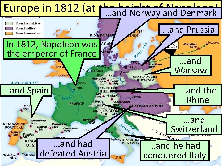 Europe in 1812 (at the height ofand Napoleon) …and Norway Denmark …and Prussia In
