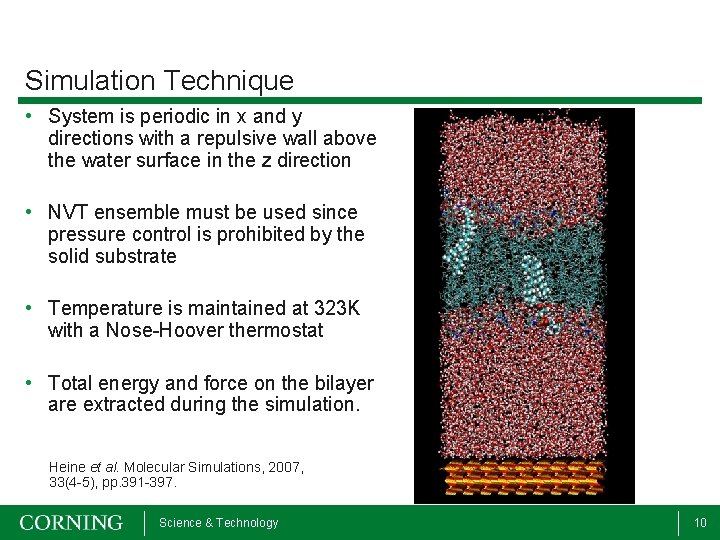 Simulation Technique • System is periodic in x and y directions with a repulsive