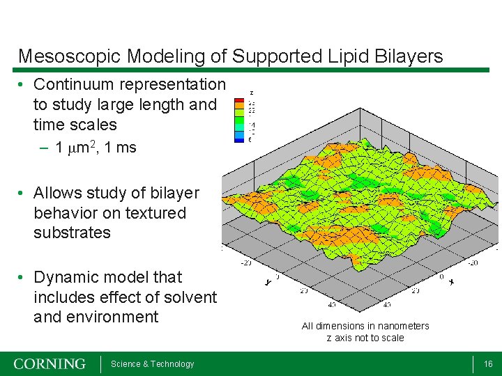 Mesoscopic Modeling of Supported Lipid Bilayers • Continuum representation to study large length and