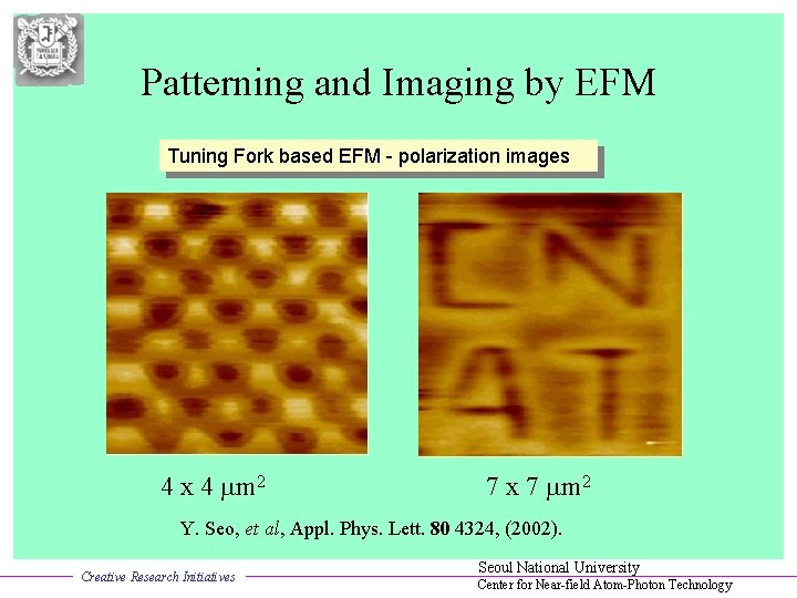 Patterning and Imaging by EFM Tuning Fork based EFM - polarization images 4 x