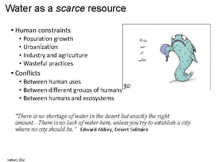 Water as a scarce resource • Human constraints • Population growth • Urbanization •