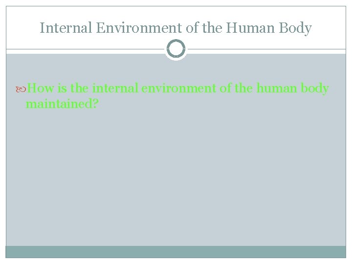 Internal Environment of the Human Body How is the internal environment of the human