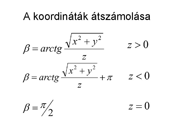 A koordináták átszámolása 