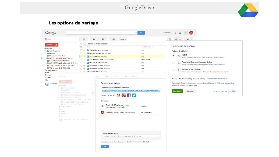 Google. Drive Les options de partage 