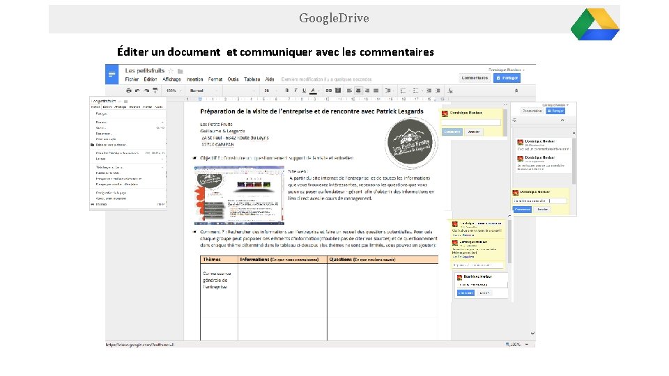 Google. Drive Éditer un document et communiquer avec les commentaires 