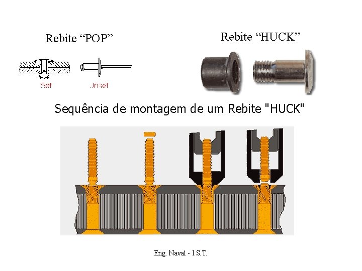 Rebite “HUCK” Rebite “POP” Sequência de montagem de um Rebite "HUCK" Eng. Naval -