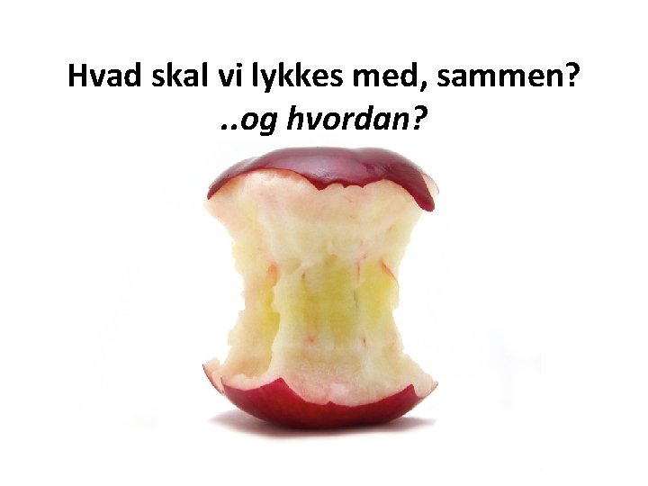 Hvad skal vi lykkes med, sammen? . . og hvordan? 