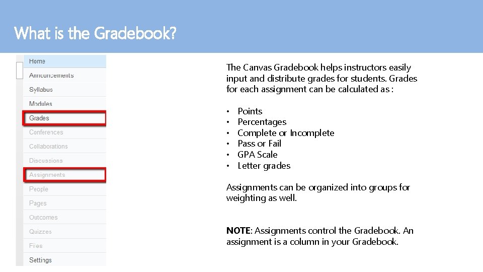 What is the Gradebook? The Canvas Gradebook helps instructors easily input and distribute grades