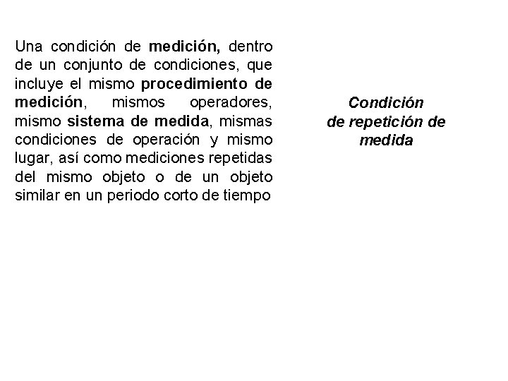 Una condición de medición, dentro de un conjunto de condiciones, que incluye el mismo