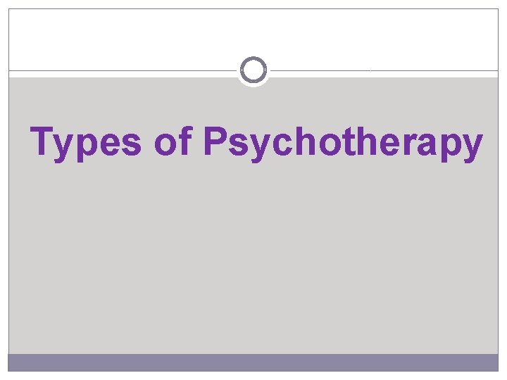 Types of Psychotherapy 