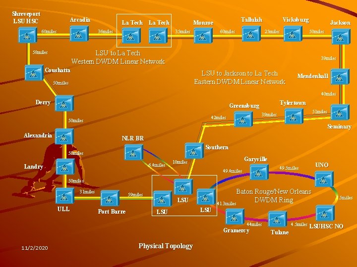 Shreveport LSU HSC Arcadia 60 miles La Tech 36 miles 58 miles Tallulah Monroe