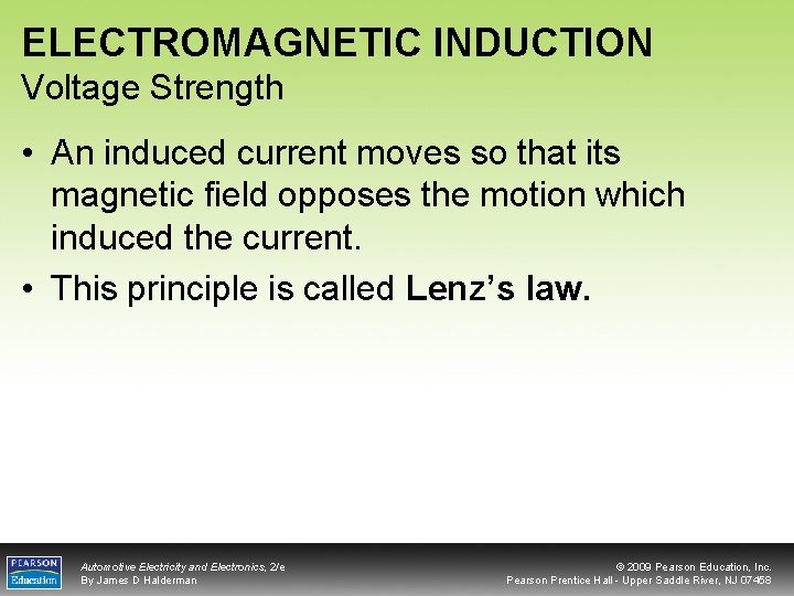 ELECTROMAGNETIC INDUCTION Voltage Strength • An induced current moves so that its magnetic field