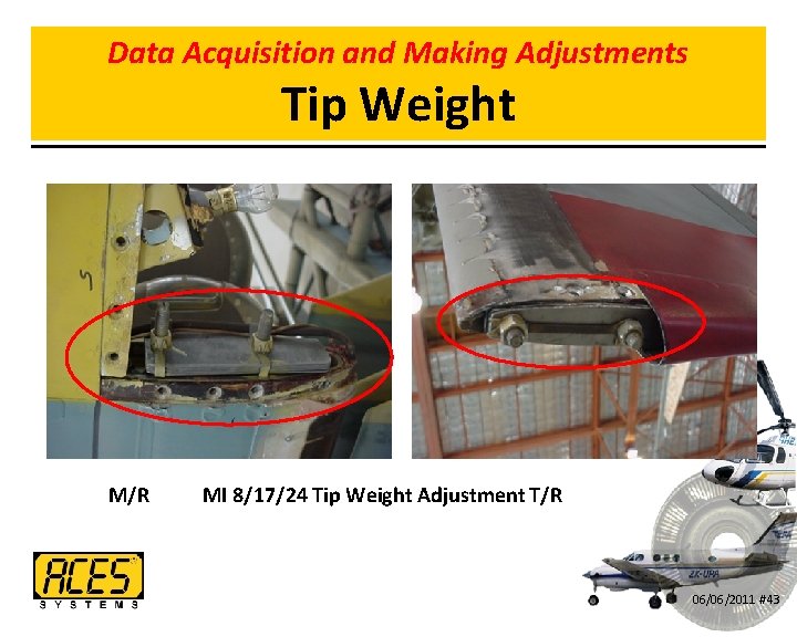 Data Acquisition and Making Adjustments Tip Weight M/R MI 8/17/24 Tip Weight Adjustment T/R