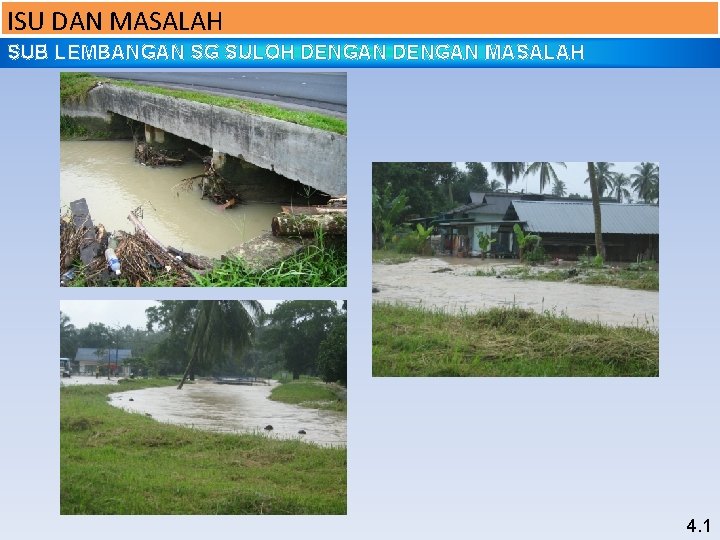 ISU DAN MASALAH SUB LEMBANGAN SG SULOH DENGAN MASALAH 4. 1 