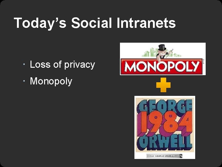 Today’s Social Intranets Loss of privacy Monopoly 