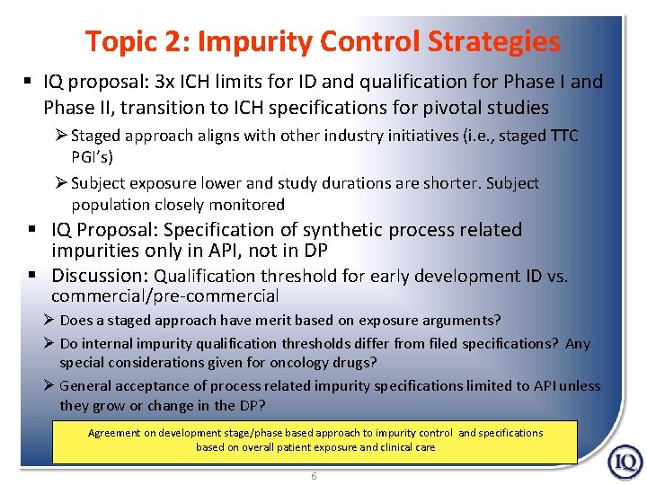 Topic 2: Impurity Control Strategies § IQ proposal: 3 x ICH limits for ID