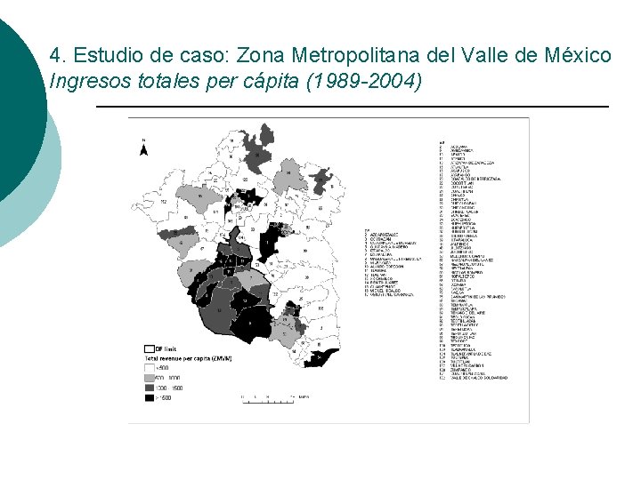 4. Estudio de caso: Zona Metropolitana del Valle de México Ingresos totales per cápita