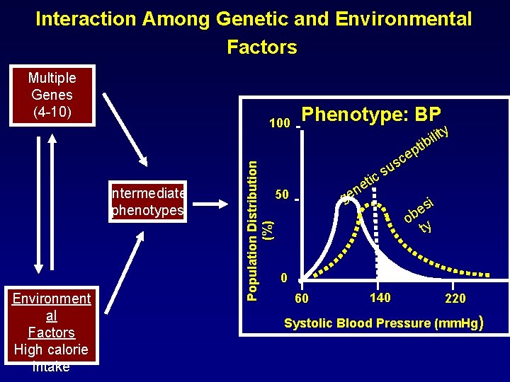 Interaction Among Genetic and Environmental Factors Multiple Genes (4 -10) Intermediate phenotypes Environment al